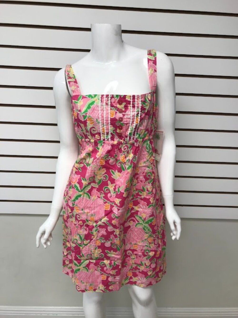 Vintage NWT LILLY PULITZER Multicolor Pink Floral Sleeveless Cotton Dress Size 8